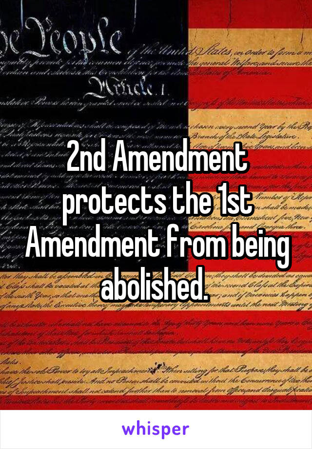 2nd Amendment protects the 1st Amendment from being abolished. 