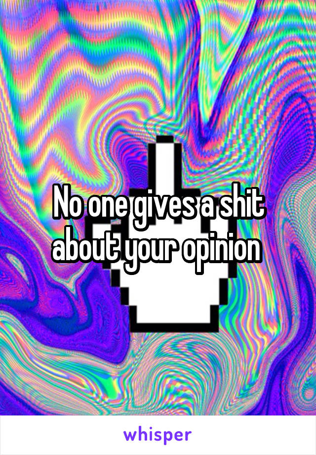 No one gives a shit about your opinion 