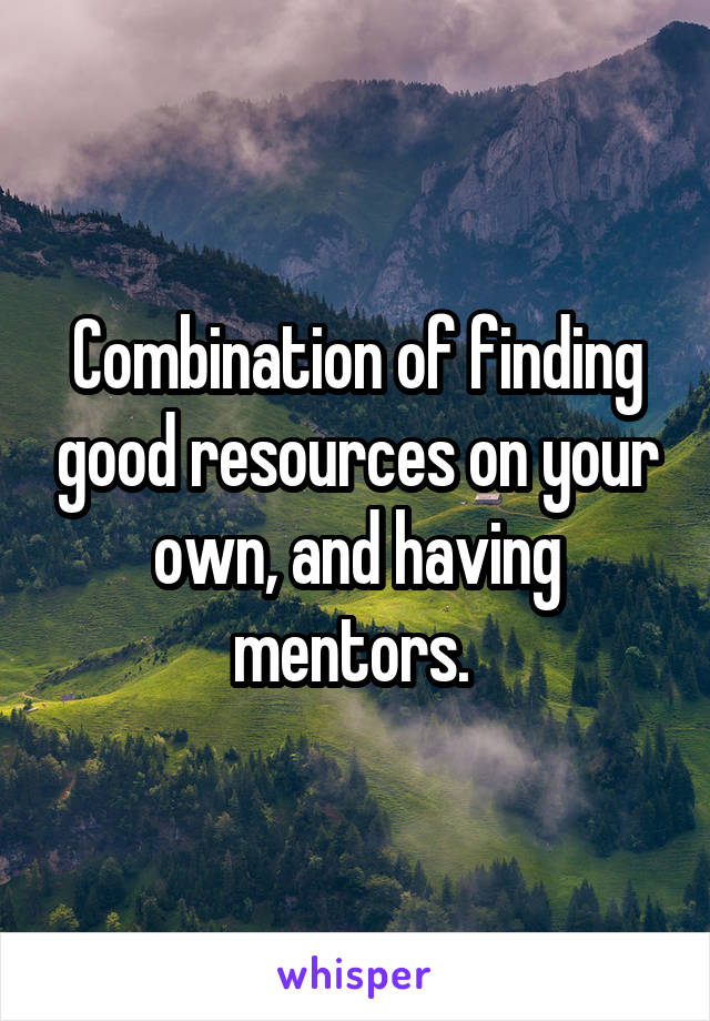 Combination of finding good resources on your own, and having mentors. 