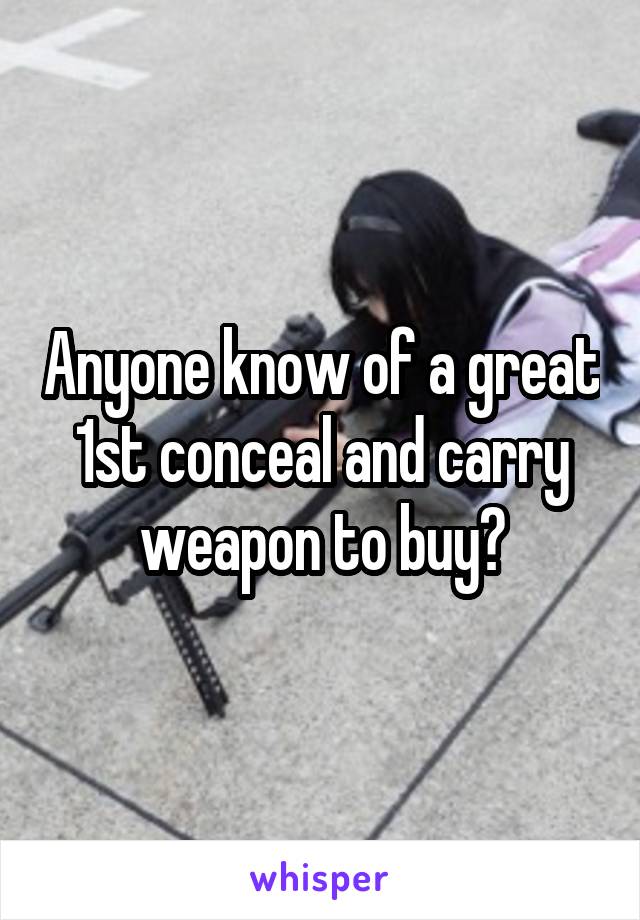 Anyone know of a great 1st conceal and carry weapon to buy?