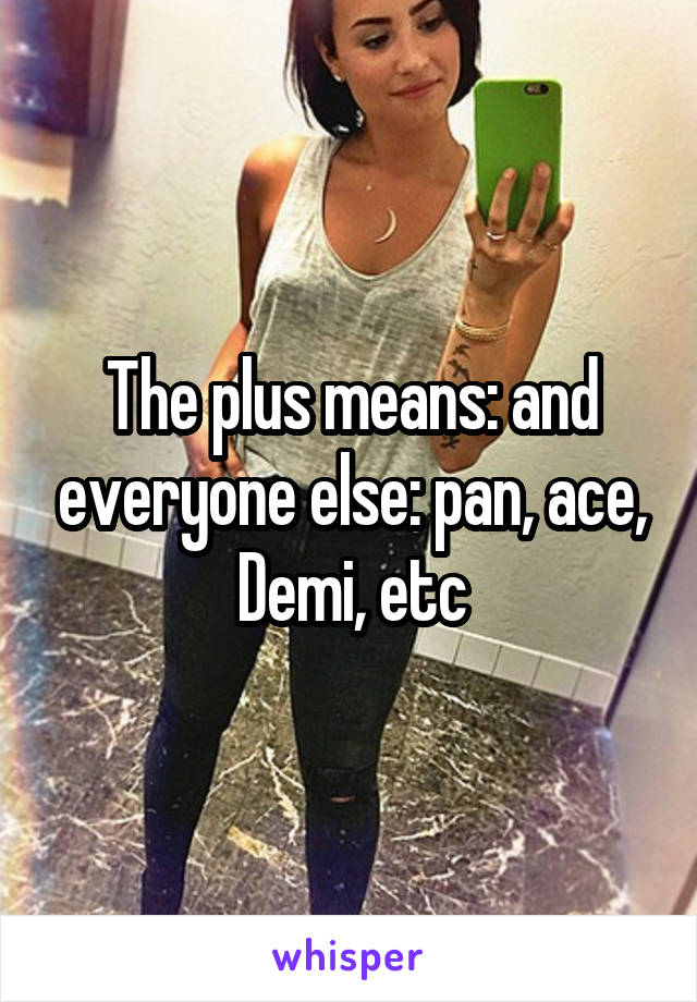 The plus means: and everyone else: pan, ace, Demi, etc