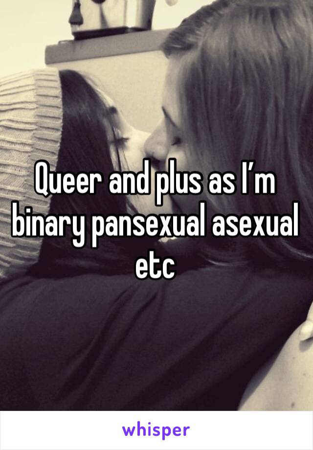 Queer and plus as I’m binary pansexual asexual etc