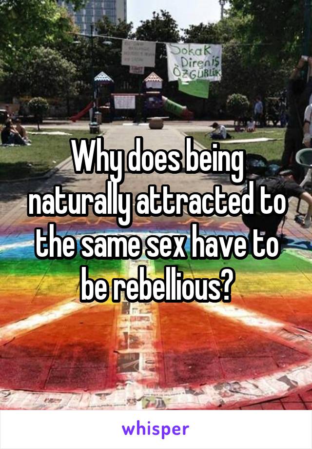 Why does being naturally attracted to the same sex have to be rebellious?