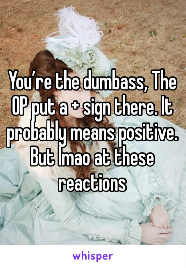 You’re the dumbass, The OP put a + sign there. It probably means positive. But lmao at these reactions 