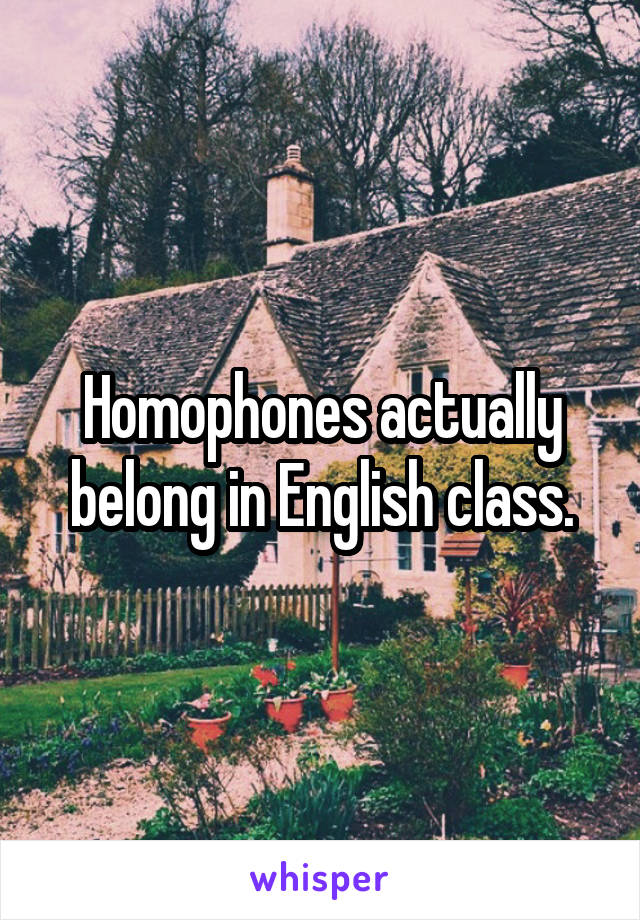 Homophones actually belong in English class.