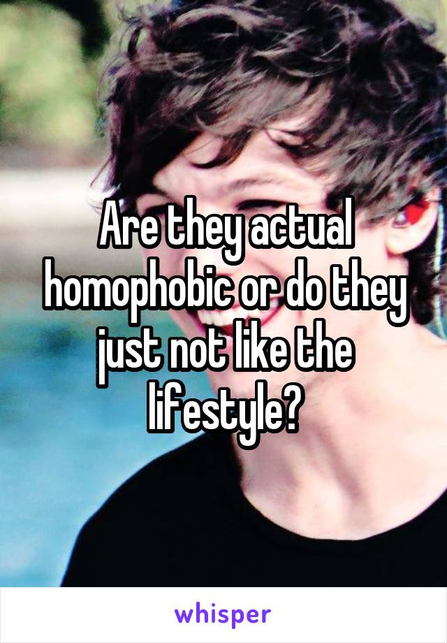 Are they actual homophobic or do they just not like the lifestyle?