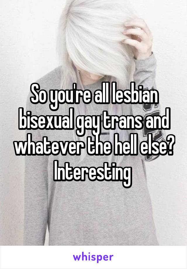 So you're all lesbian bisexual gay trans and whatever the hell else? Interesting 