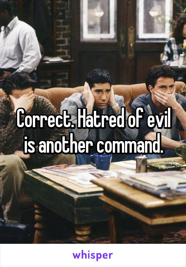 Correct. Hatred of evil is another command.