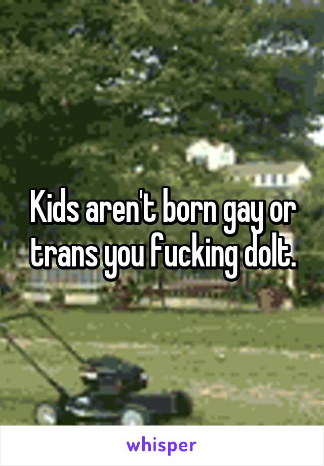 Kids aren't born gay or trans you fucking dolt.