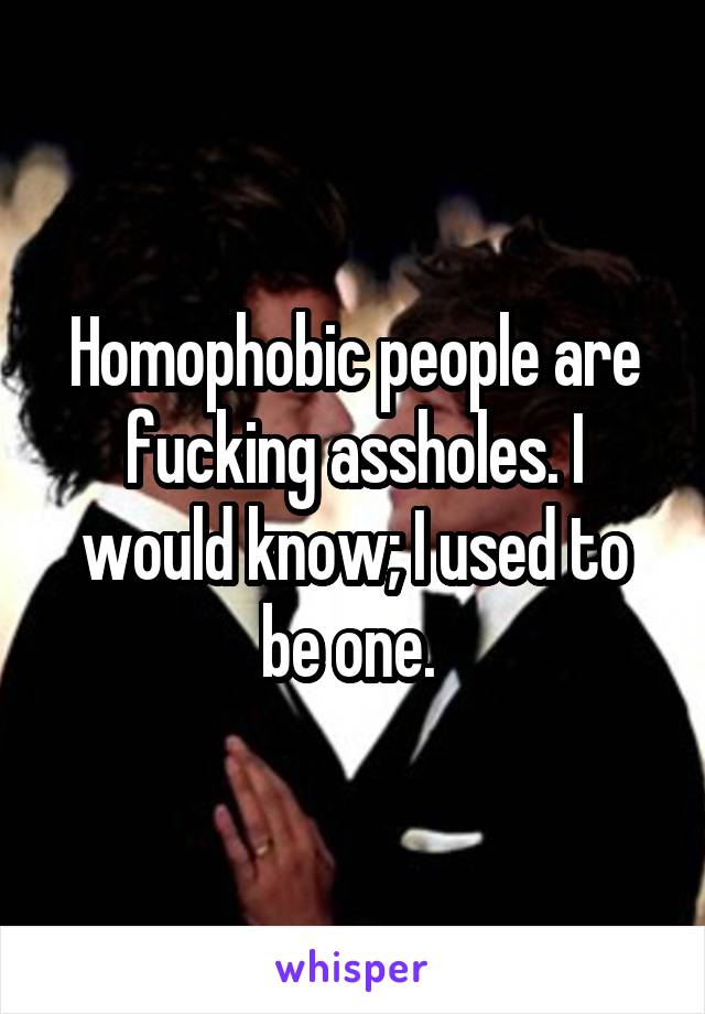 Homophobic people are fucking assholes. I would know; I used to be one. 