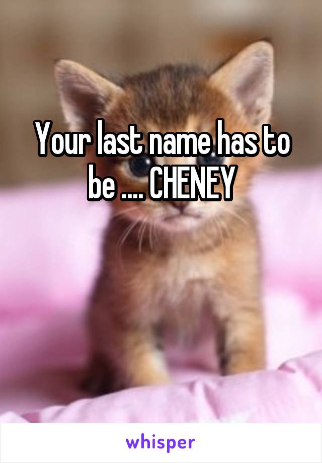 Your last name has to be .... CHENEY


