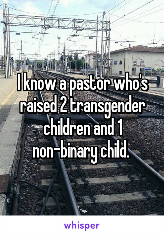 I know a pastor who's raised 2 transgender children and 1 non-binary child. 