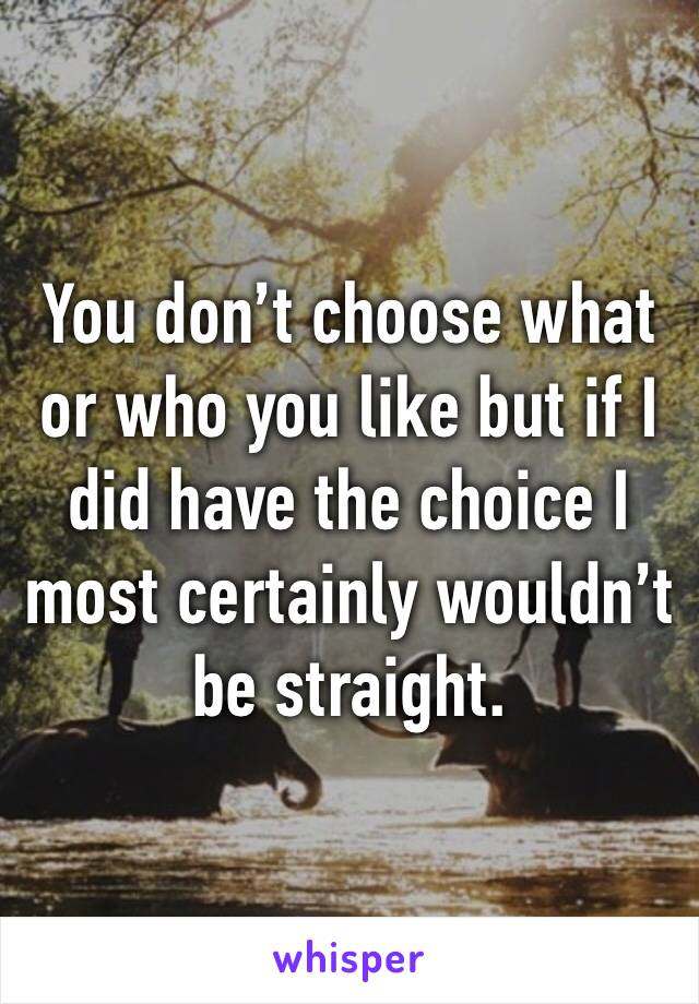 You don’t choose what or who you like but if I did have the choice I most certainly wouldn’t be straight.