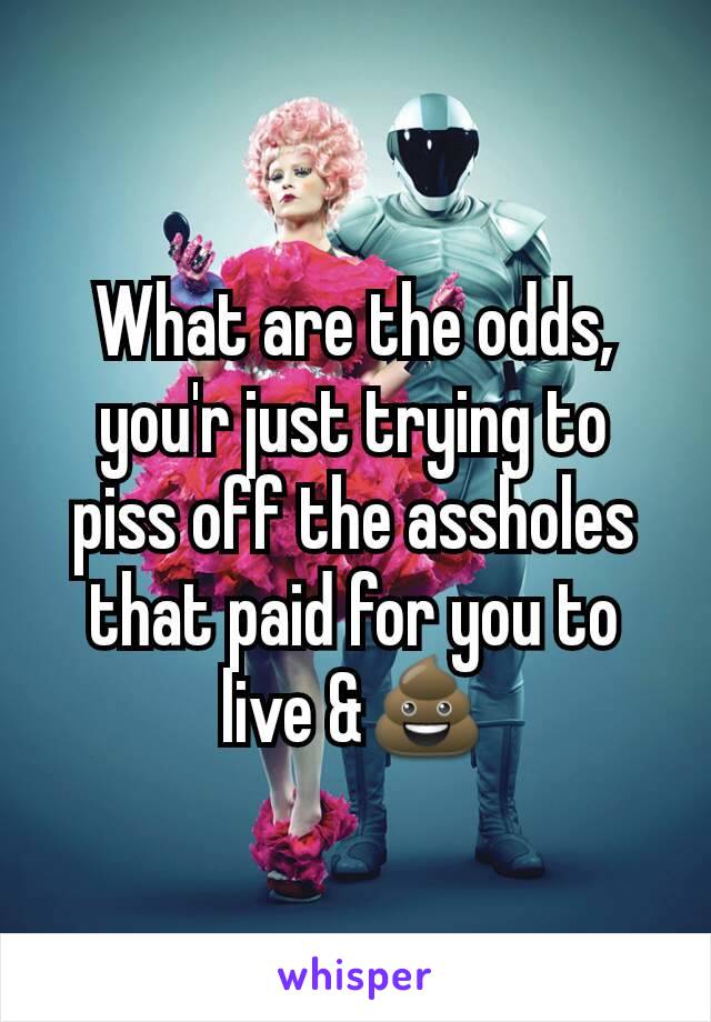 What are the odds, you'r just trying to piss off the assholes that paid for you to live &💩