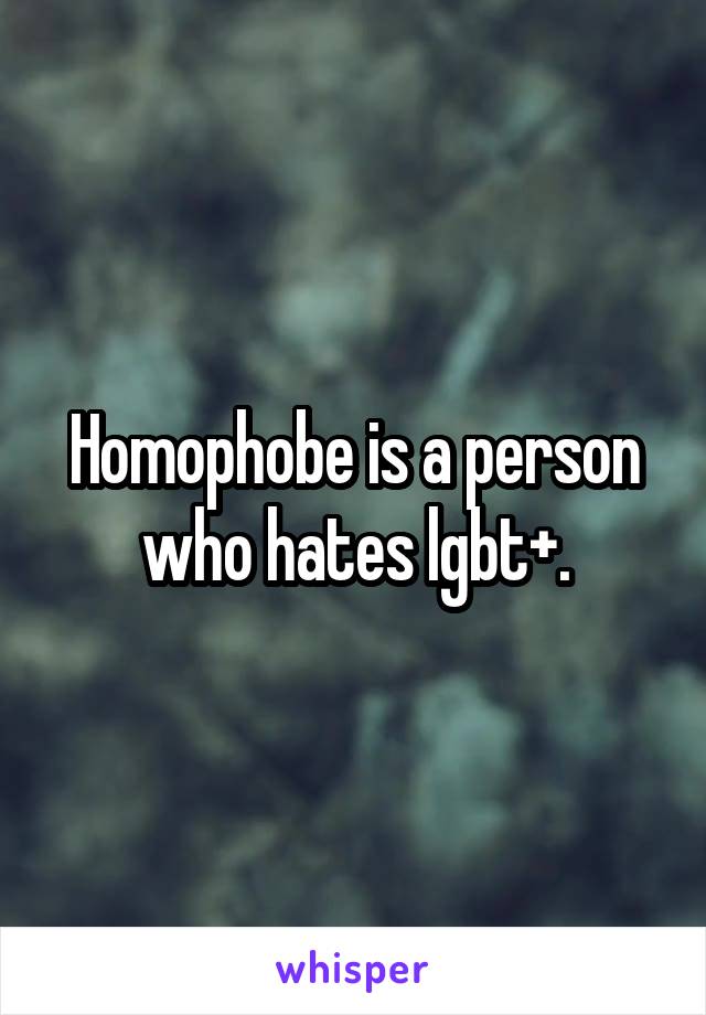 Homophobe is a person who hates lgbt+.