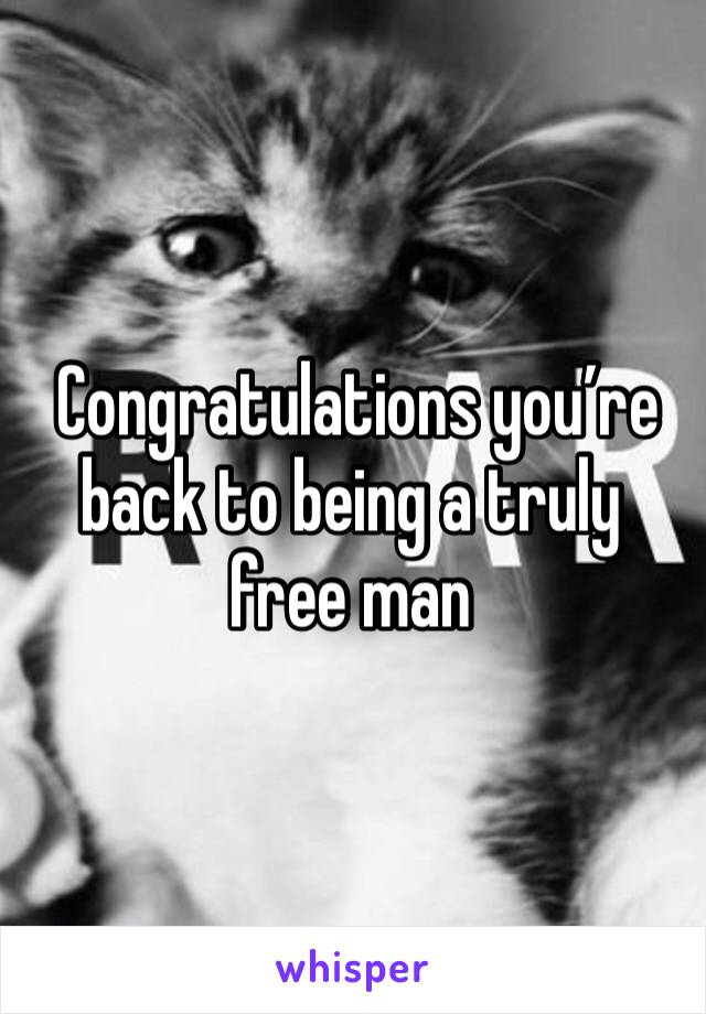  Congratulations you’re back to being a truly free man