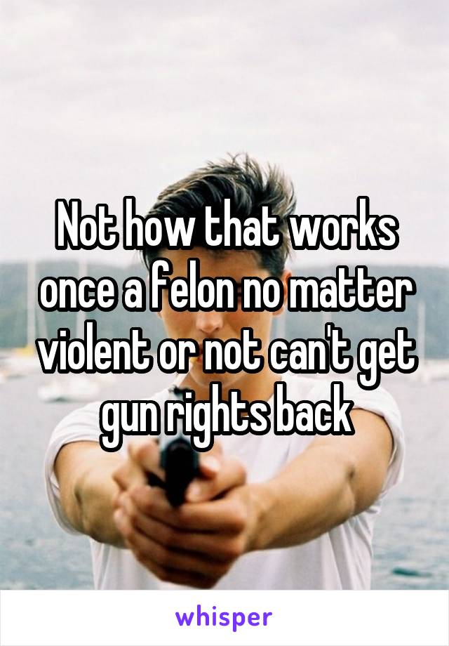 Not how that works once a felon no matter violent or not can't get gun rights back