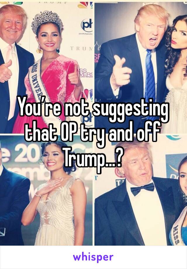 You’re not suggesting that OP try and off Trump...?