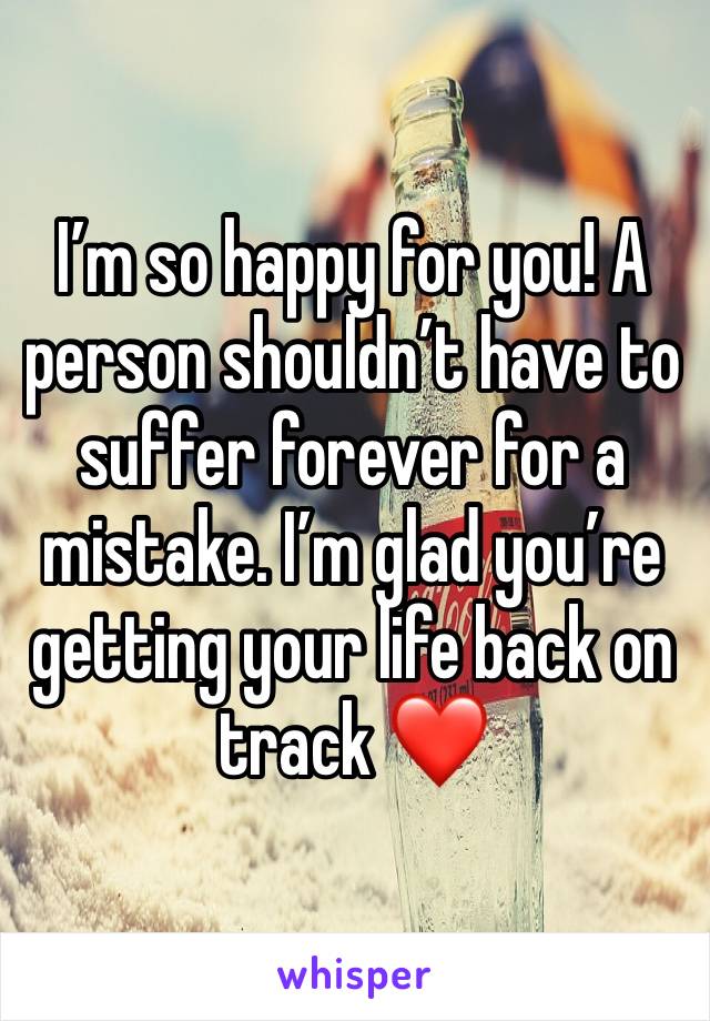 I’m so happy for you! A person shouldn’t have to suffer forever for a mistake. I’m glad you’re getting your life back on track ❤️