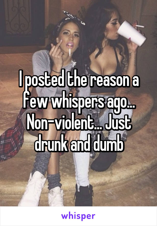 I posted the reason a few whispers ago... Non-violent... Just drunk and dumb