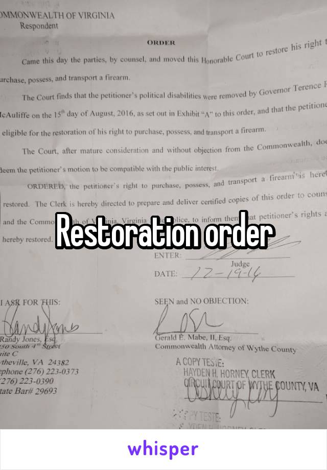 Restoration order