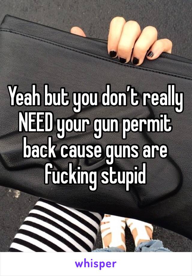 Yeah but you don’t really NEED your gun permit back cause guns are fucking stupid 