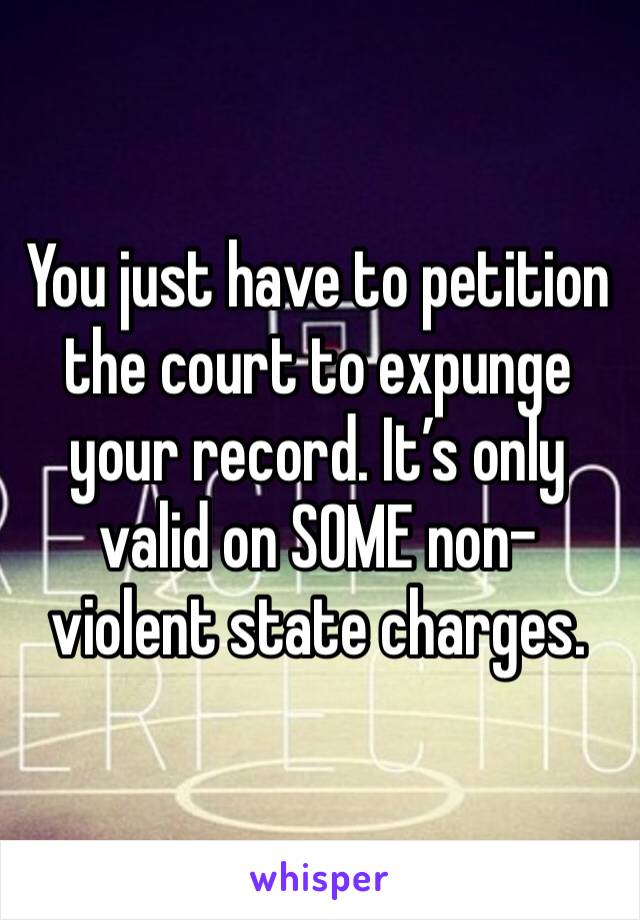 You just have to petition the court to expunge your record. It’s only valid on SOME non-violent state charges. 