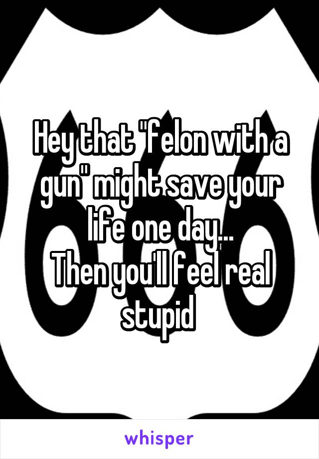 Hey that "felon with a gun" might save your life one day...
Then you'll feel real stupid 