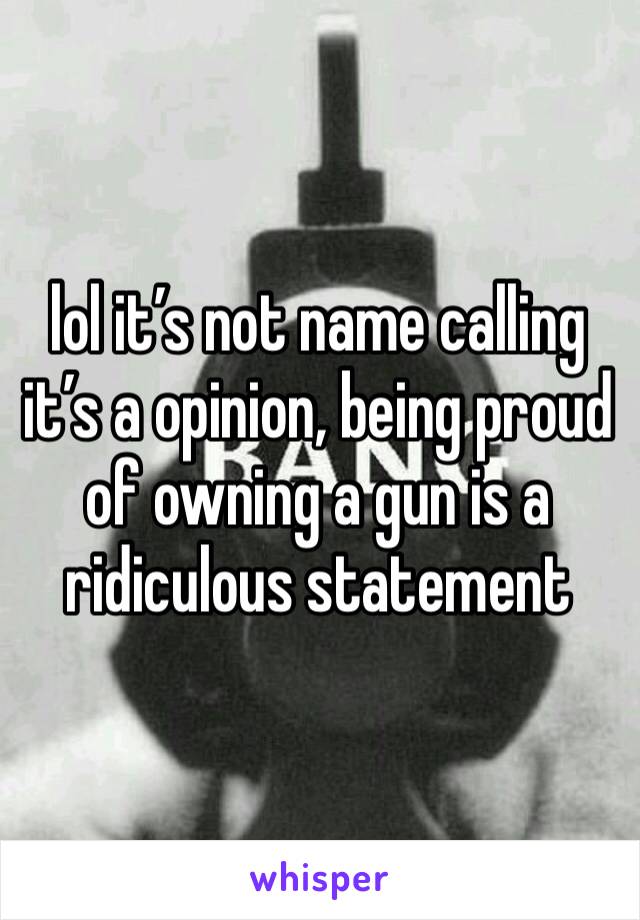 lol it’s not name calling it’s a opinion, being proud of owning a gun is a ridiculous statement 