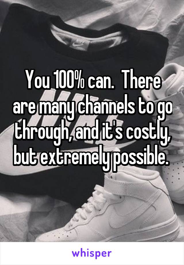 You 100% can.  There are many channels to go through, and it's costly, but extremely possible.  