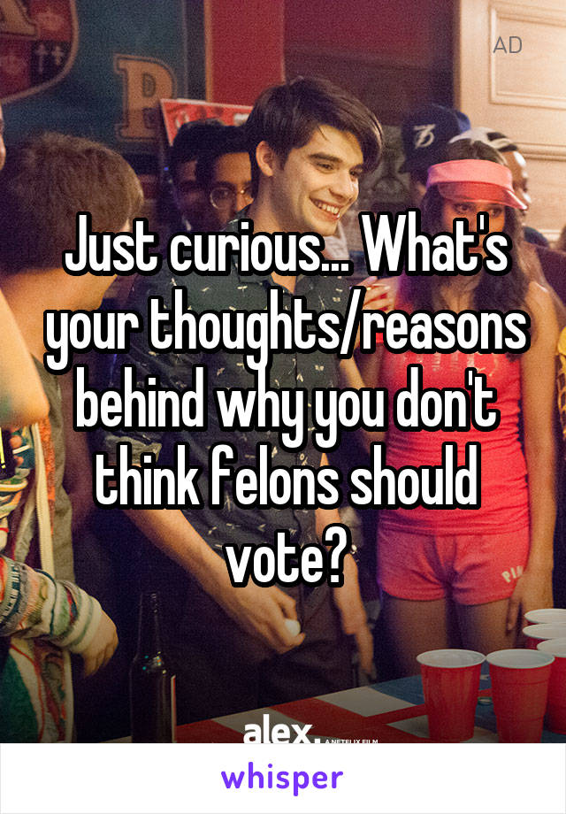 Just curious... What's your thoughts/reasons behind why you don't think felons should vote?