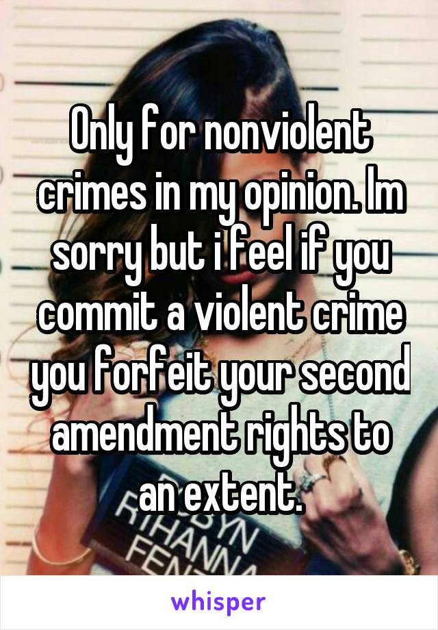 Only for nonviolent crimes in my opinion. Im sorry but i feel if you commit a violent crime you forfeit your second amendment rights to an extent.