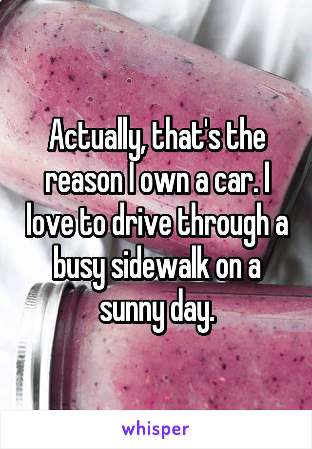 Actually, that's the reason I own a car. I love to drive through a busy sidewalk on a sunny day.