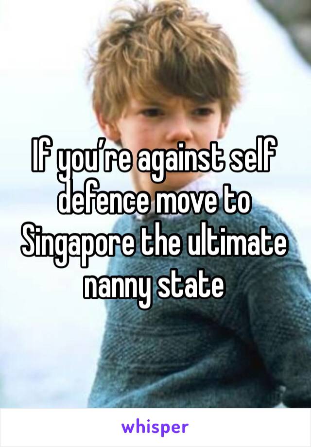 If you’re against self defence move to Singapore the ultimate nanny state