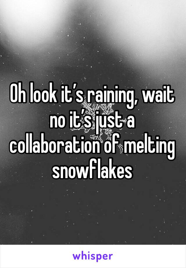 Oh look it’s raining, wait no it’s just a collaboration of melting snowflakes 