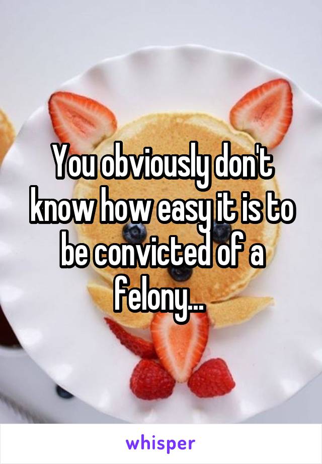 You obviously don't know how easy it is to be convicted of a felony... 