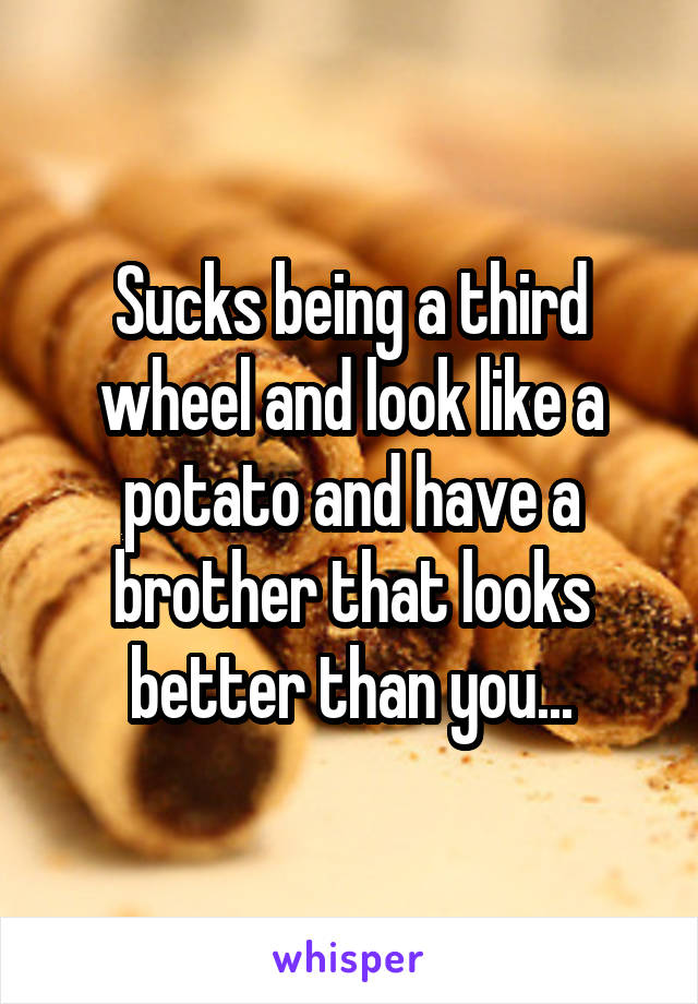 Sucks being a third wheel and look like a potato and have a brother that looks better than you...