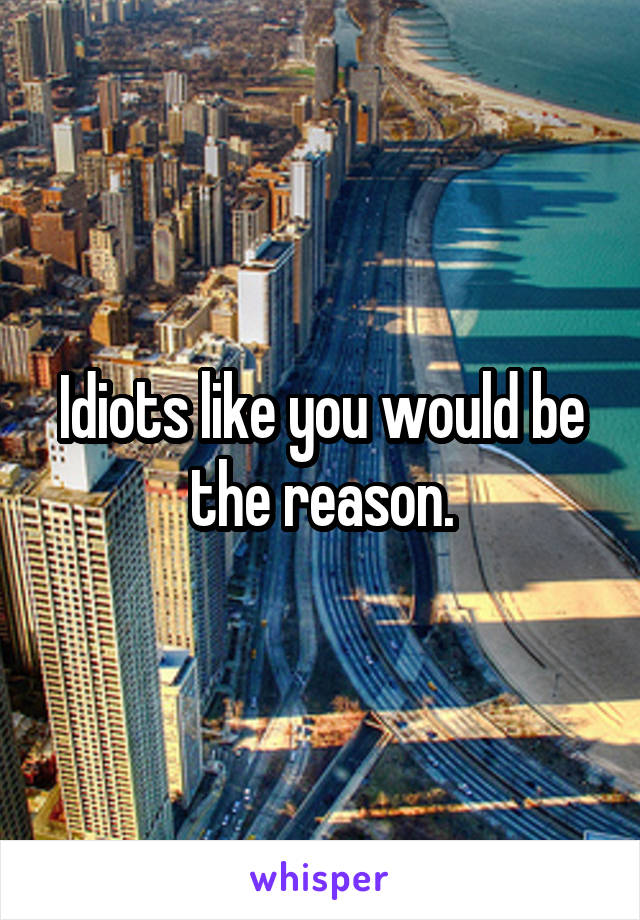 Idiots like you would be the reason.