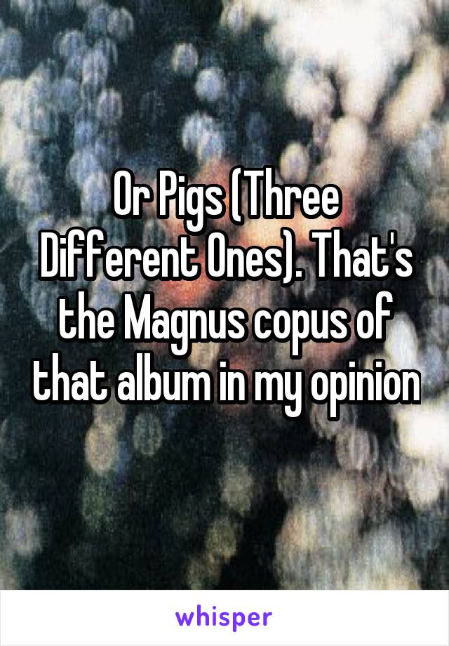 Or Pigs (Three Different Ones). That's the Magnus copus of that album in my opinion 