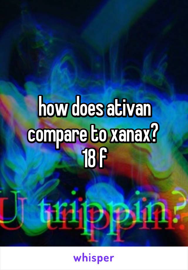 how does ativan compare to xanax? 
18 f