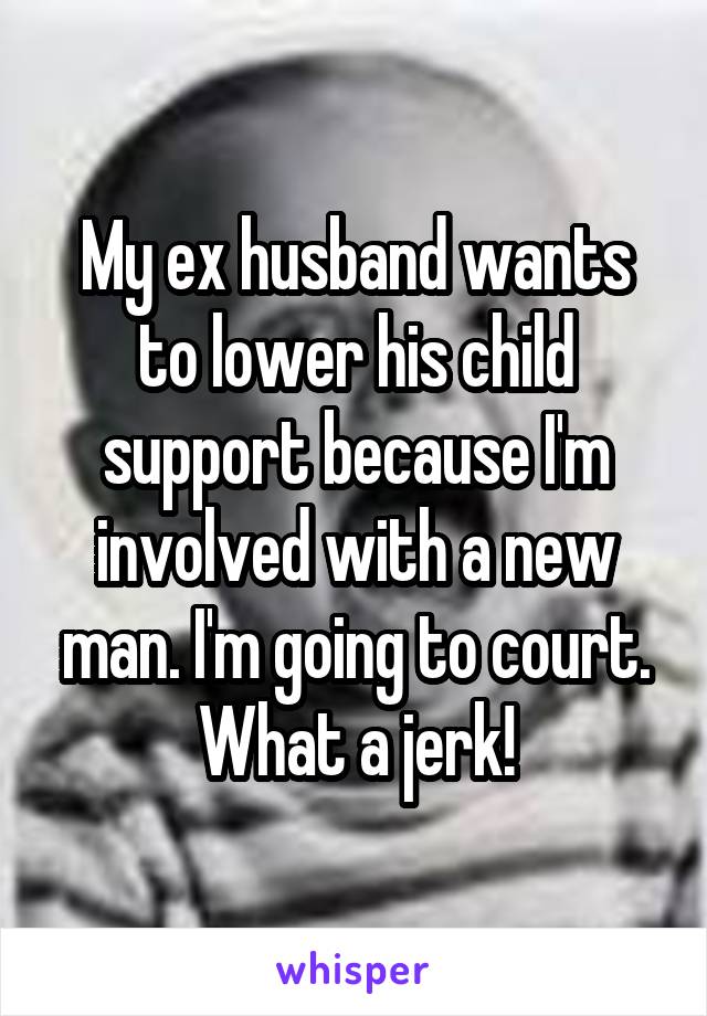 My ex husband wants to lower his child support because I'm involved with a new man. I'm going to court. What a jerk!