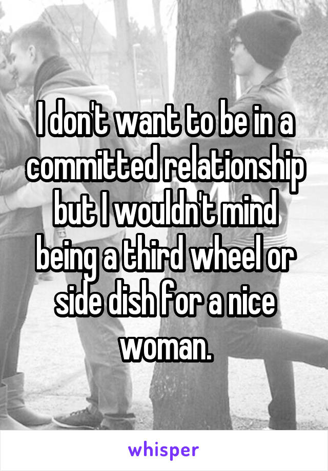 I don't want to be in a committed relationship but I wouldn't mind being a third wheel or side dish for a nice woman.