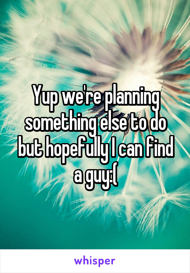 Yup we're planning something else to do but hopefully I can find a guy:(