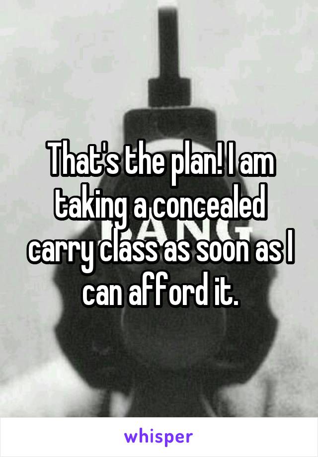 That's the plan! I am taking a concealed carry class as soon as I can afford it.