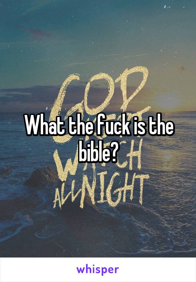 What the fuck is the bible?