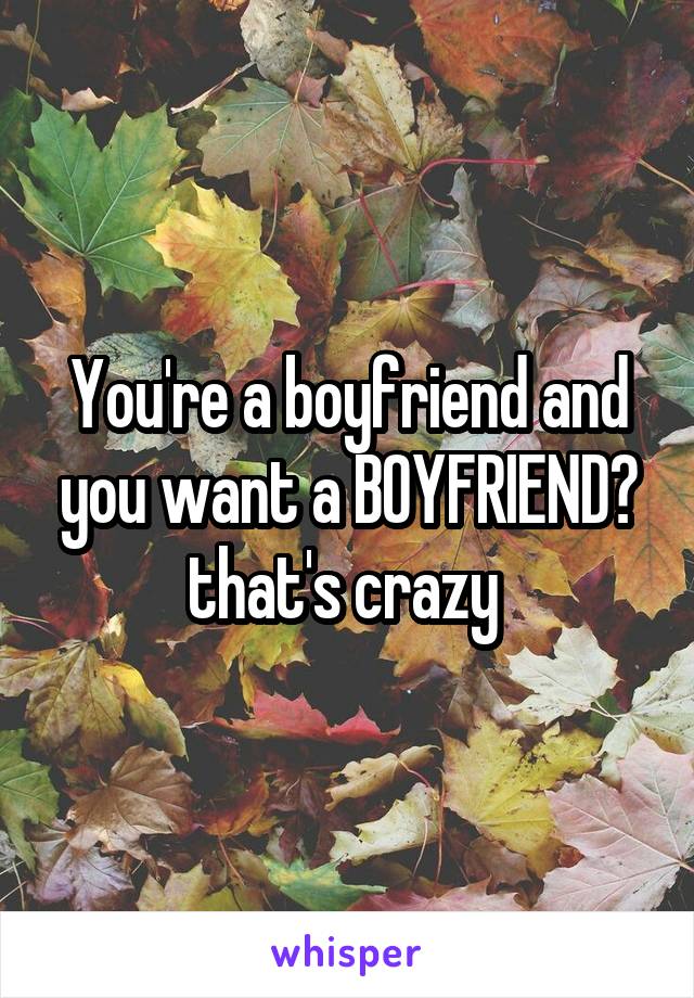 You're a boyfriend and you want a BOYFRIEND? that's crazy 