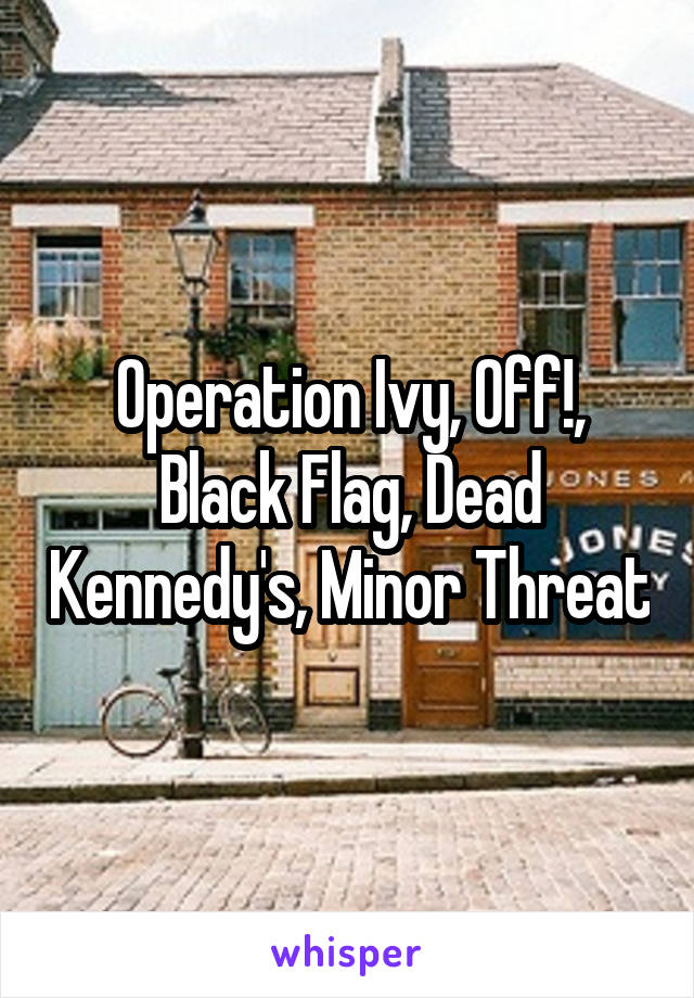 Operation Ivy, Off!, Black Flag, Dead Kennedy's, Minor Threat