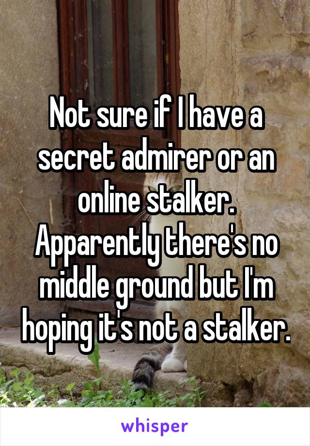 Not sure if I have a secret admirer or an online stalker. Apparently there's no middle ground but I'm hoping it's not a stalker.