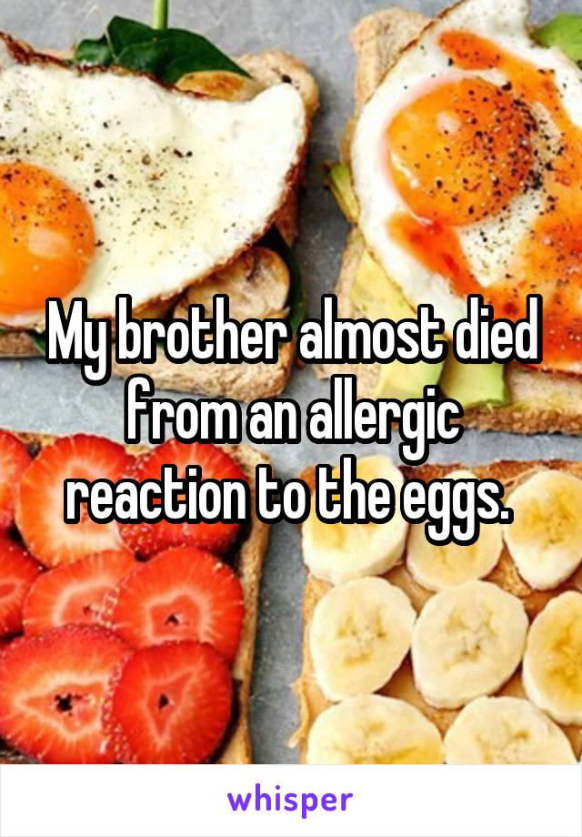 My brother almost died from an allergic reaction to the eggs. 