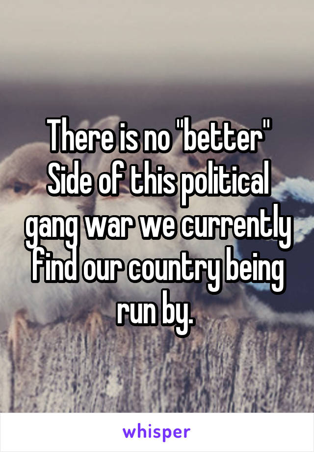 There is no "better" Side of this political gang war we currently find our country being run by. 